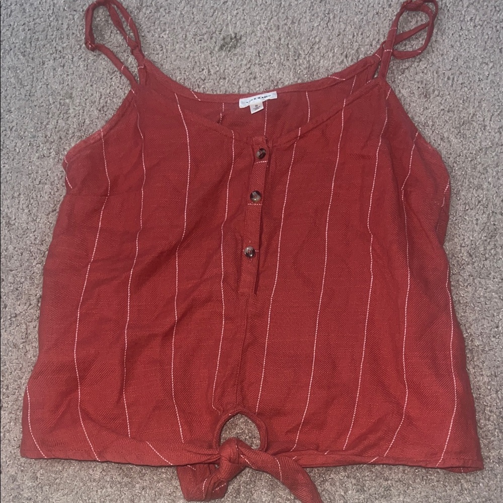 Women's Red Button-Front Tank Top